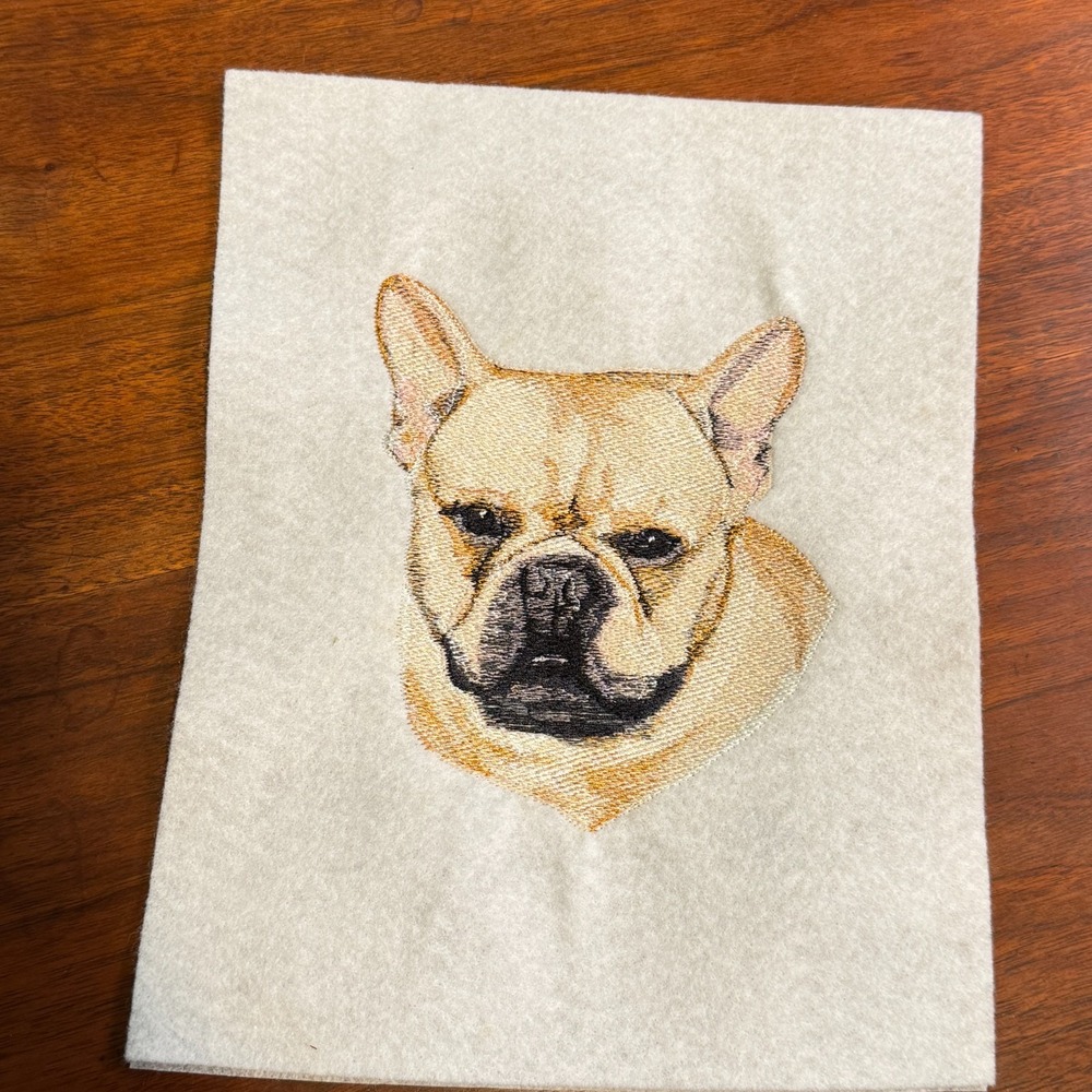 VTG Frenchie French Bulldog Breed Dog Head Portraits Handmade Embroidery Sew On